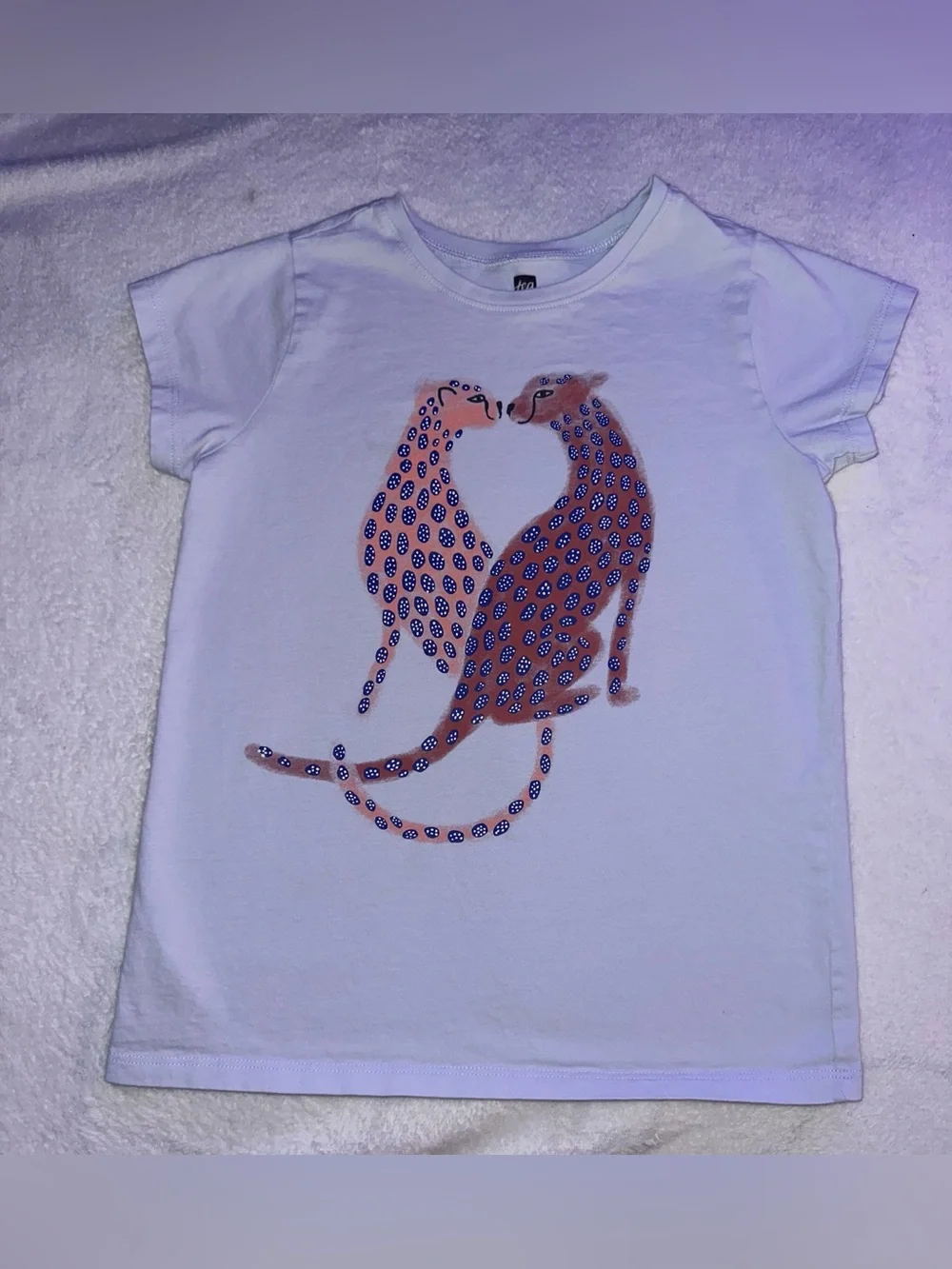 Girls Tea Collection Baby Blue Cheetah Graphic T-Shirt Size 8